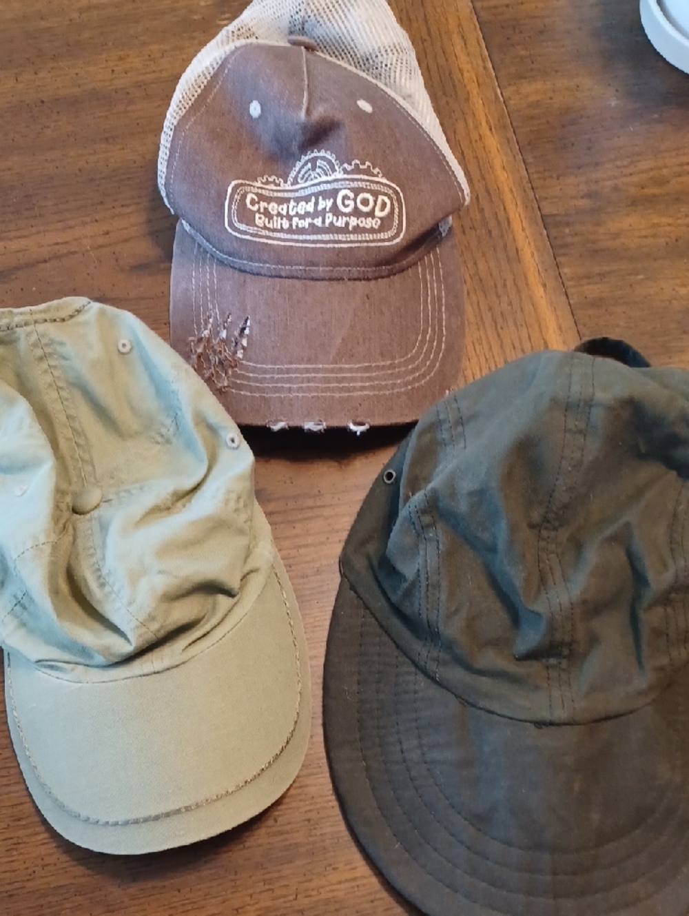 Source Unknown Brown Mesh-Back Baseball Cap with 'Created by GOD' Patch